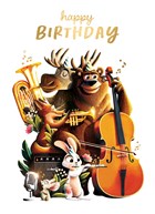 Folio verjaardagskaart dieren orkest